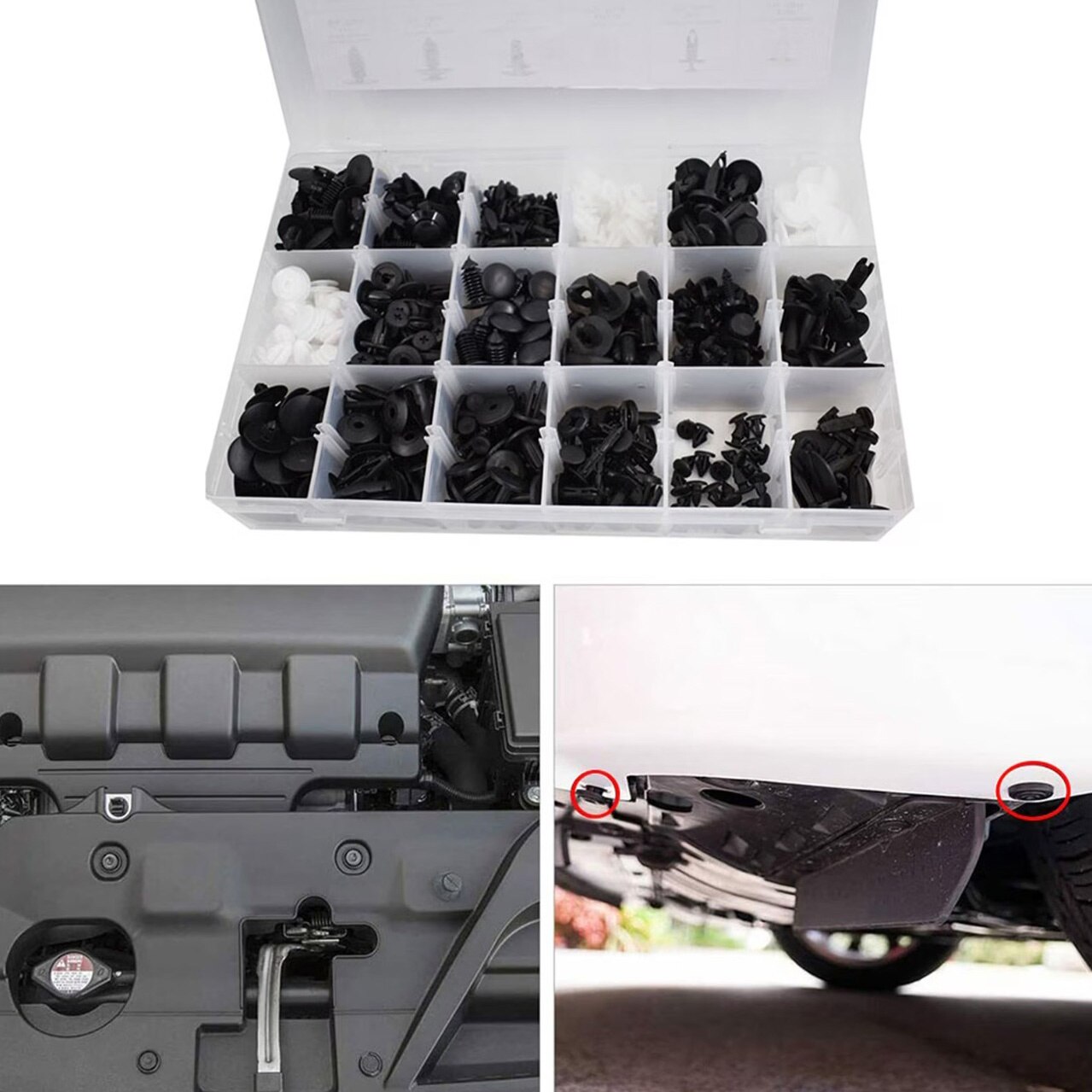 Set cleme 415 piese, clipsuri auto universale de fixare
