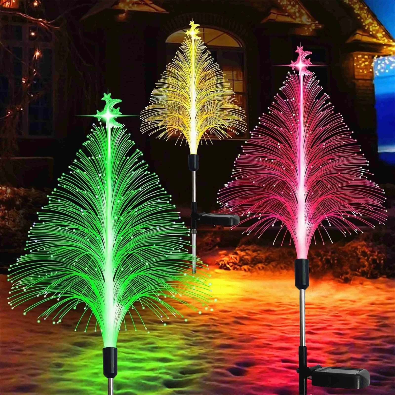 Set 2 x Lampa solara RGB pentru Craciun, IP 65