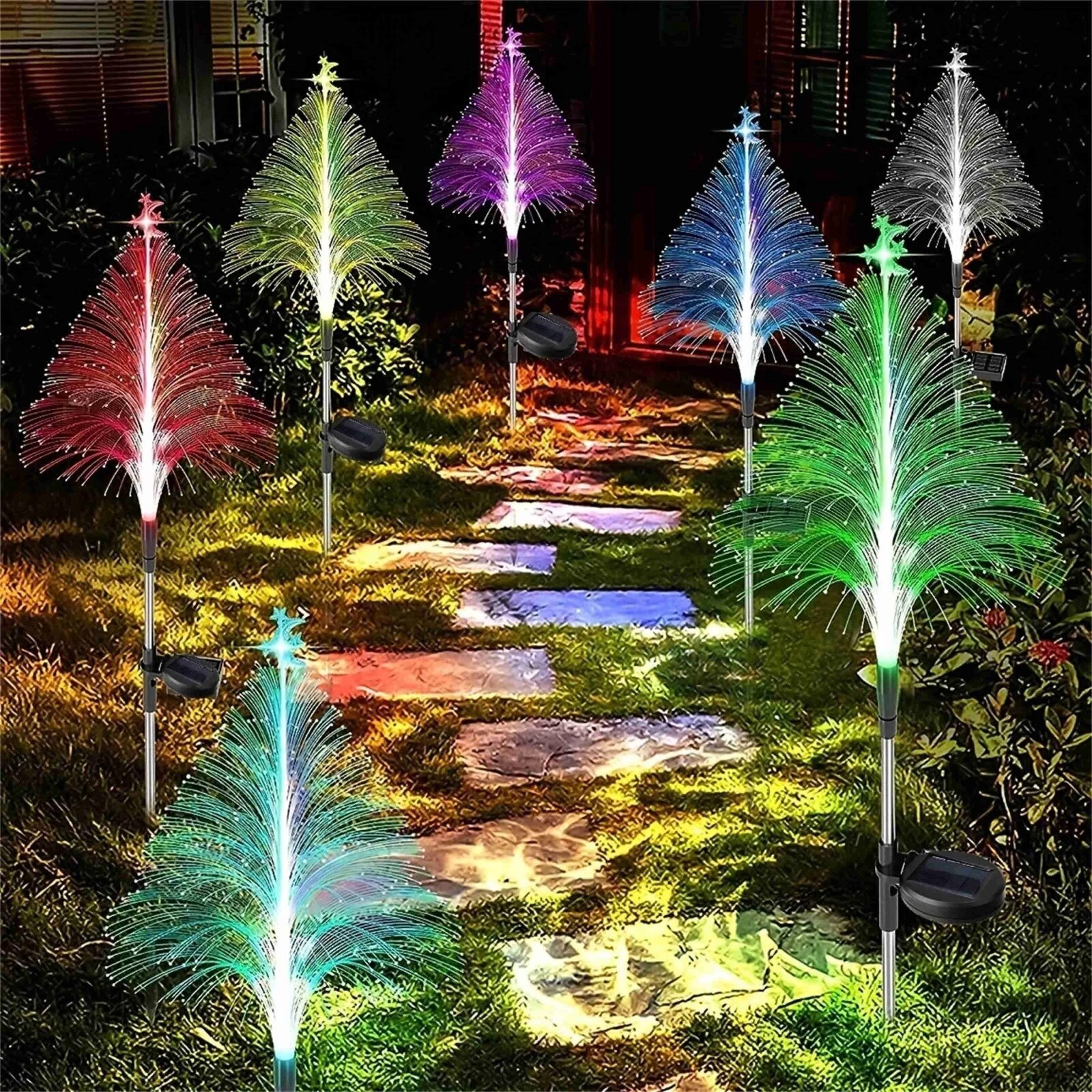 Set 2 x Lampa solara RGB pentru Craciun, IP 65
