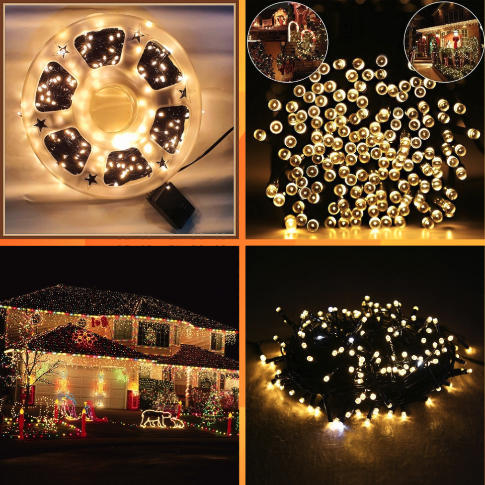 Instalatie rola 50 metri, 300 LED, Alb cald