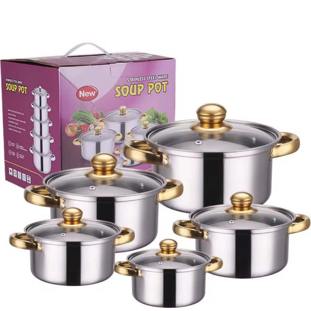 Set 10 piese: 5 oale inox, capace din sticla
