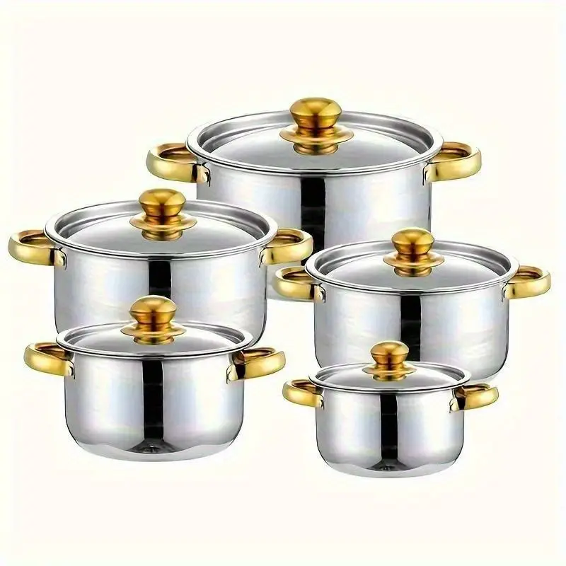 Set 10 piese: 5 oale inox, capace din sticla