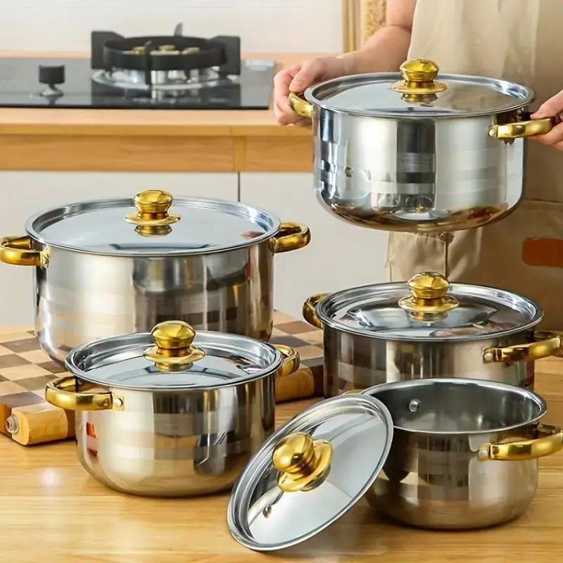Set 10 piese: 5 oale inox, capace din sticla
