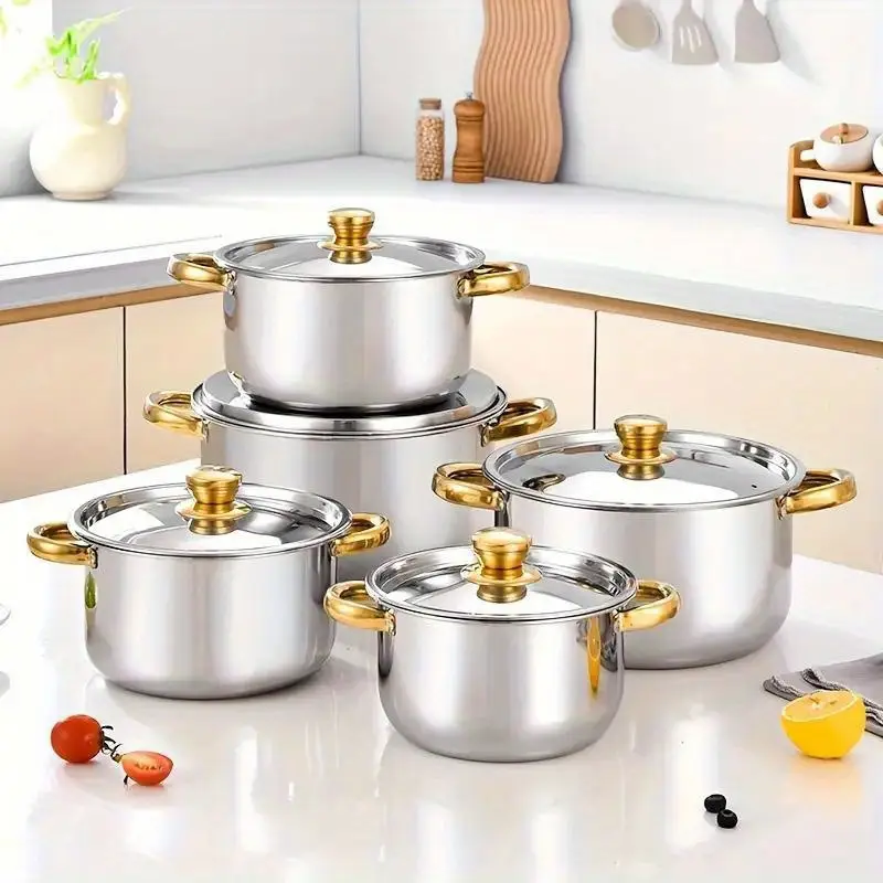 Set 10 piese: 5 oale inox, capace din sticla