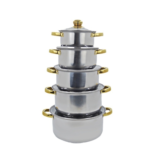 Set 10 piese: 5 oale inox, capace din sticla
