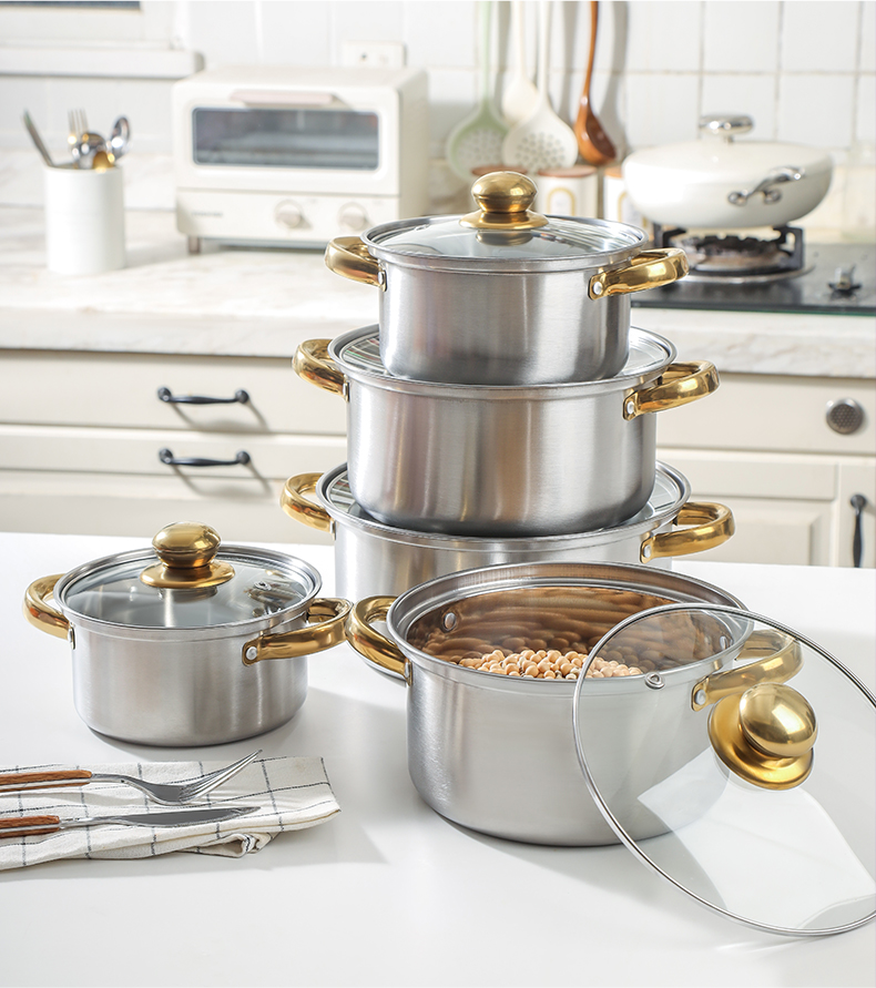 Set 10 piese: 5 oale inox, capace din sticla