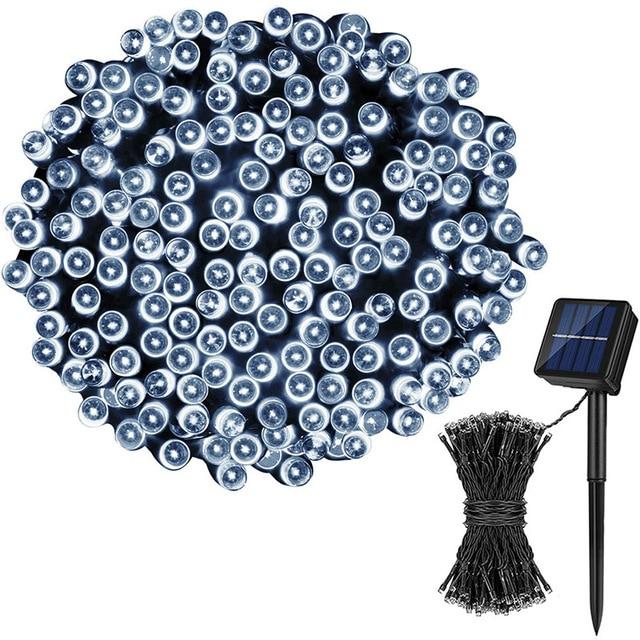 Instalatie solara 300 LED, 30 metri, Alb rece