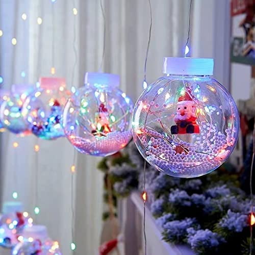 Instalatie LED 10 globuri cu Mos Craciun, 3 metri, Multicolor