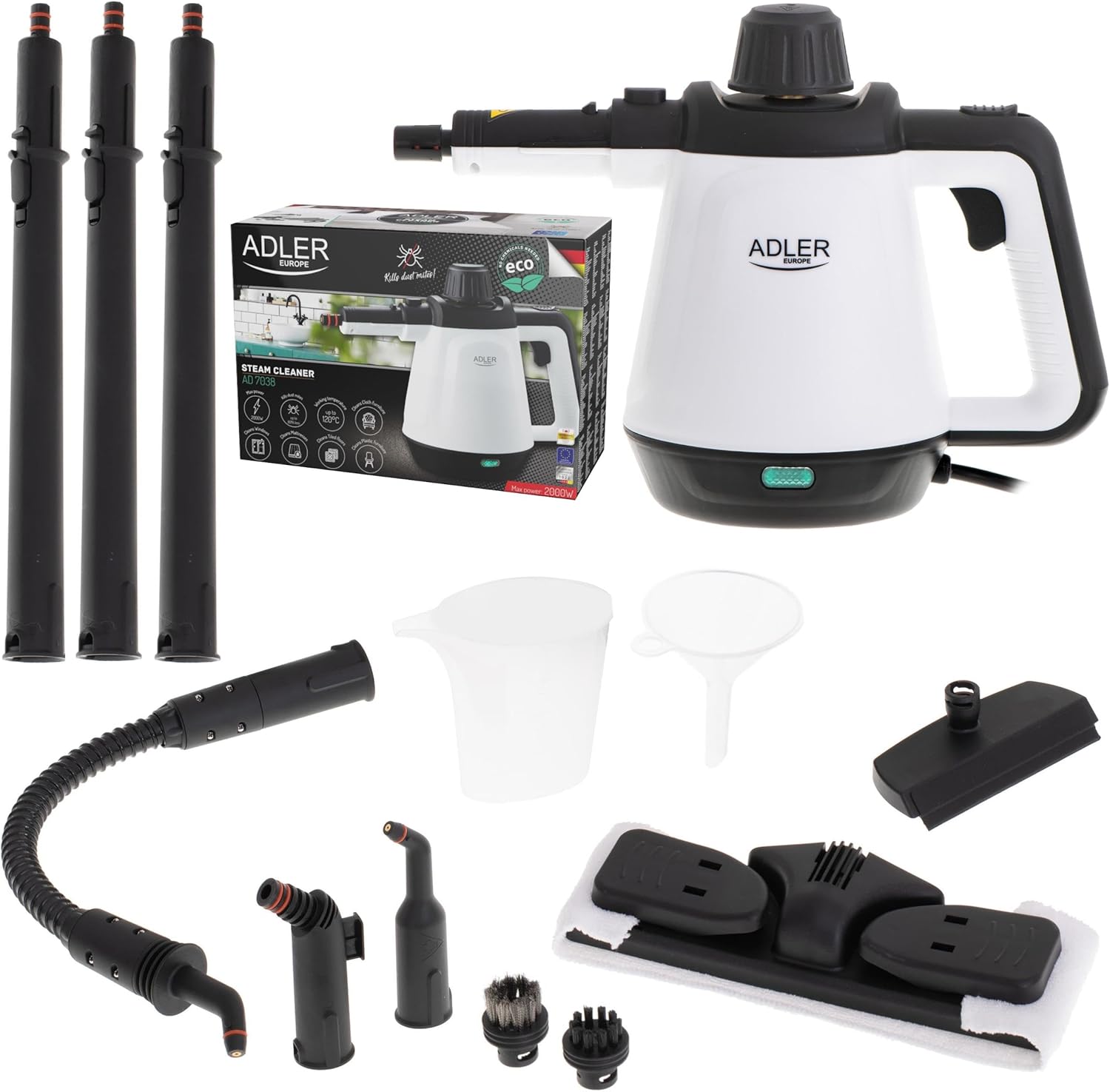 Aparat de curatat cu aburi, multifunctional, 13 accesorii, 1500W