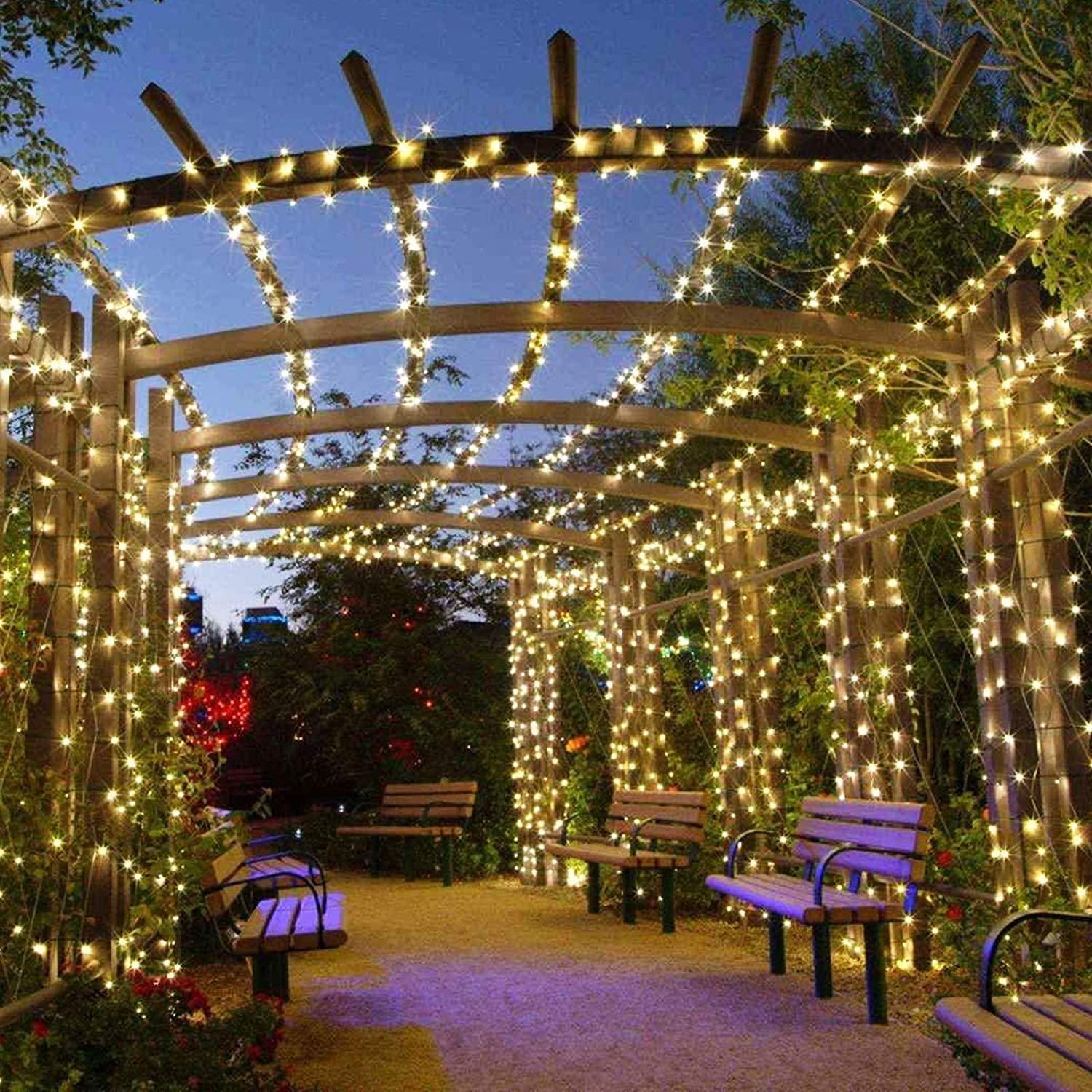 Set 2 x Instalatie solara Alb cald, 100 LED, exterior