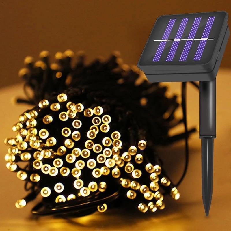 Set 2 x Instalatie solara Alb cald, 100 LED, exterior