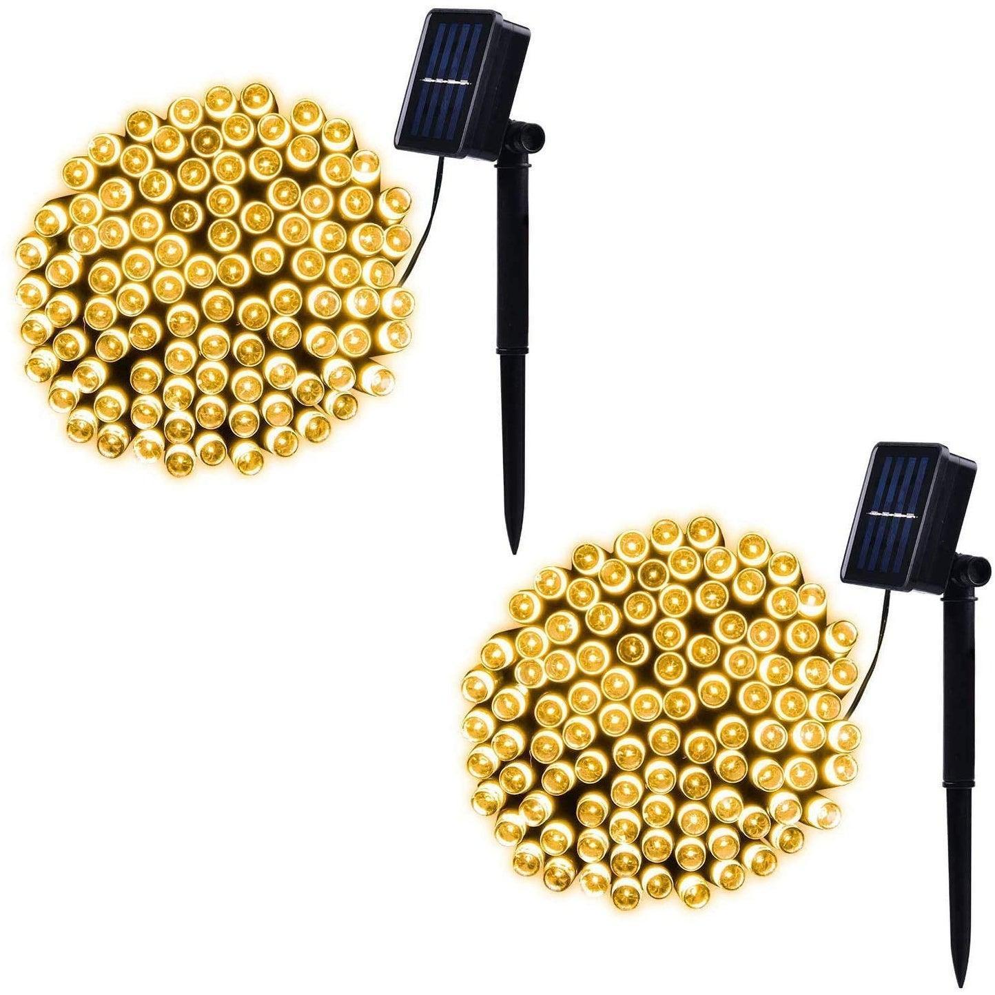 Set 2 x Instalatie solara Alb cald, 100 LED, exterior