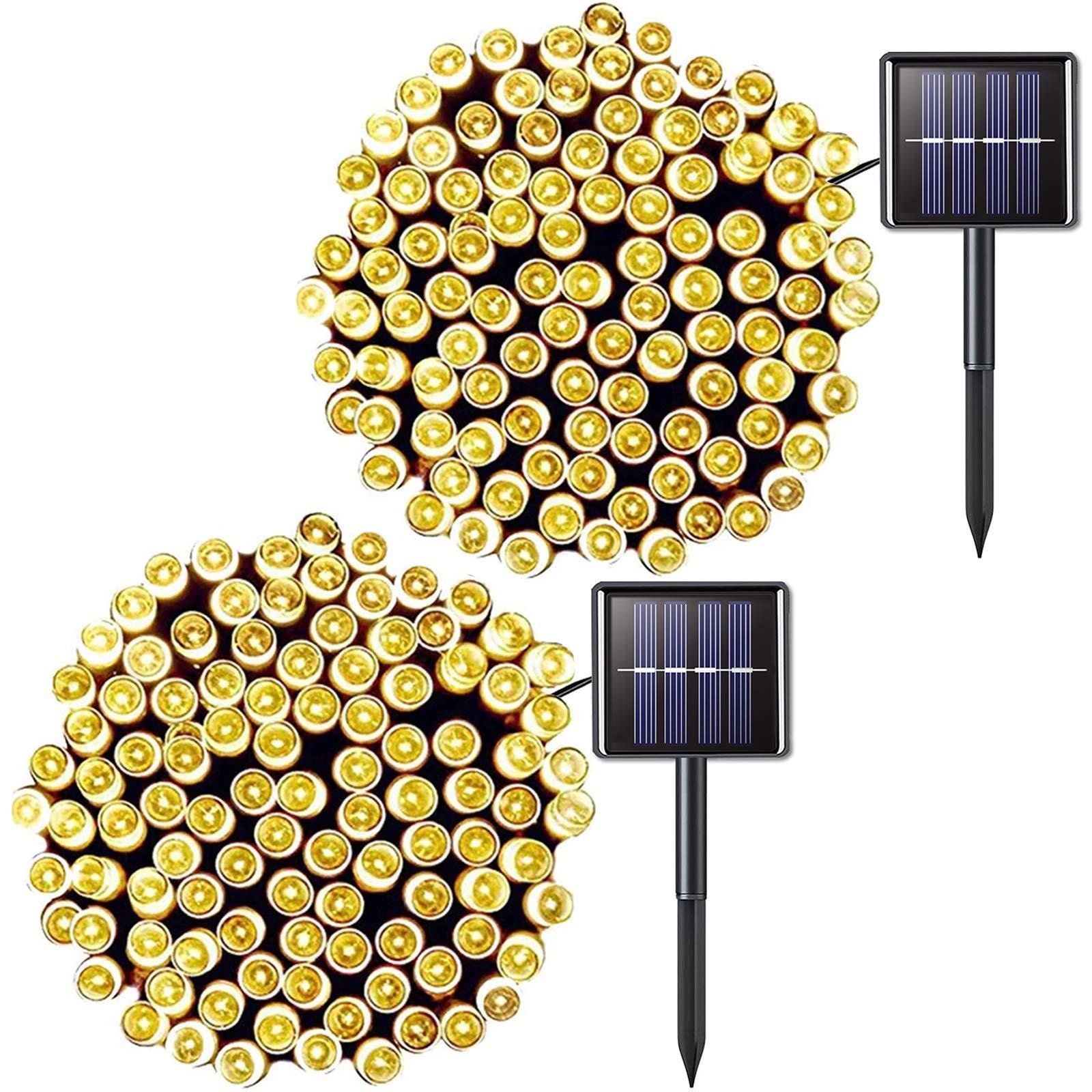 Set 2 x Instalatie solara Alb cald, 100 LED, exterior