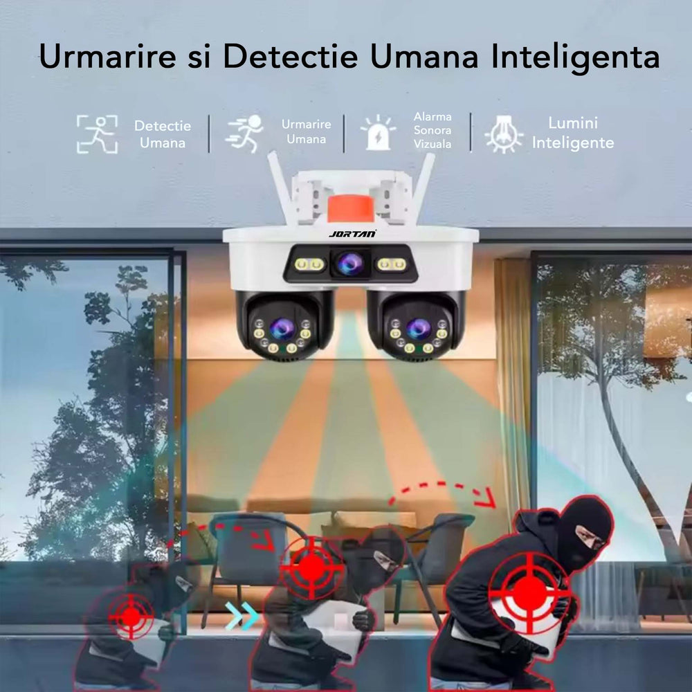 Camera Supraveghere WiFi Jortan 3 Lentile, 9MP, Dual Head