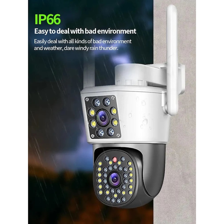 Camera Dubla WiFi Jortan 8293, 6MP, Full HD 4K, Detectare Miscare