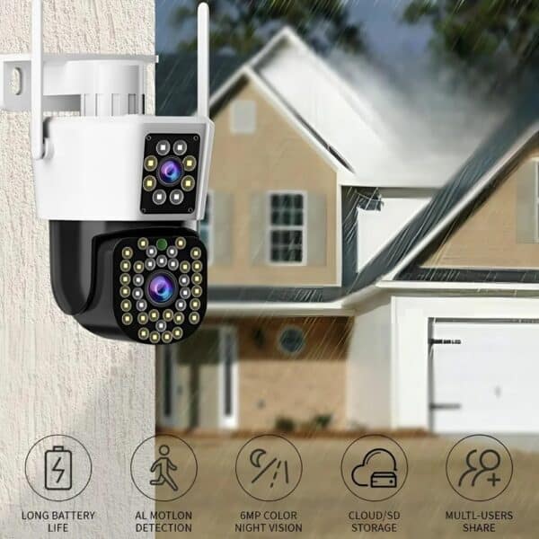 Camera Dubla WiFi Jortan 8293, 6MP, Full HD 4K, Detectare Miscare