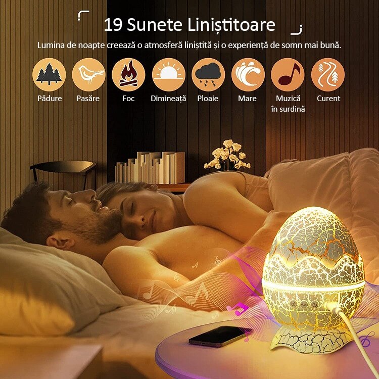 Lampa veghe copii cu Proiectie stele - Ou de dinozaur