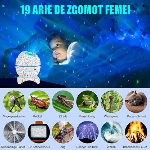 Lampa veghe copii cu Proiectie stele - Ou de dinozaur