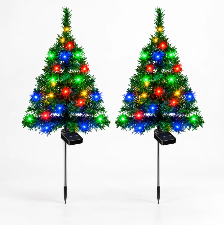 Set 2 x Lampa solara de Craciun, bradut solar LED 80 cm