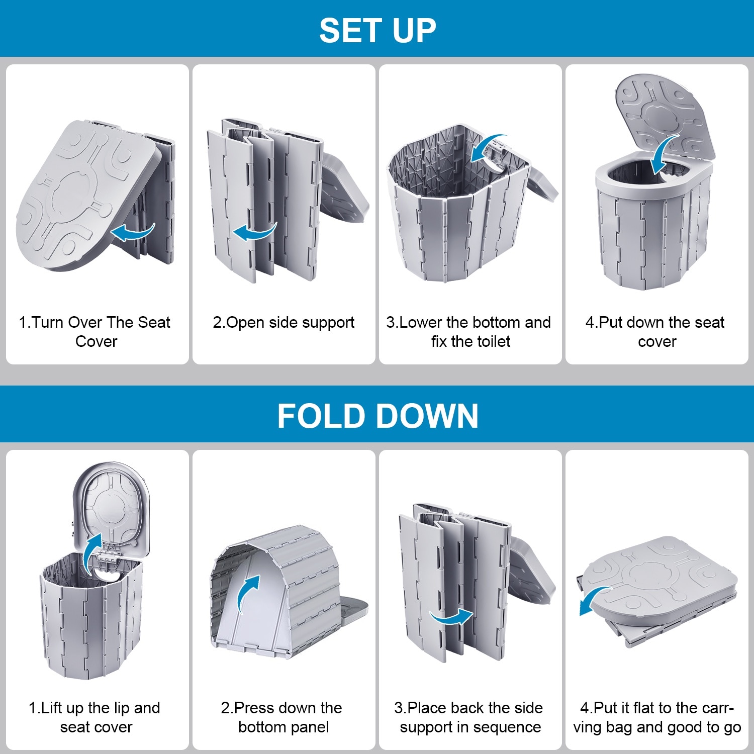 Toaleta portabila pliabila pentru camping sau rulote