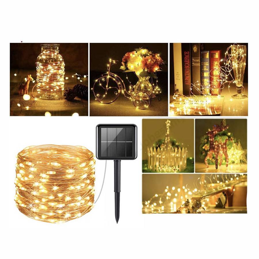 Instalatie solara 300 LED, 30 metri, telecomanda