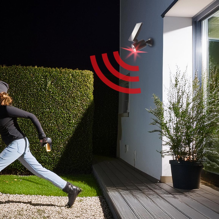 Set 4 x Camera falsa solara LED, IP 44, senzor de miscare, Negru