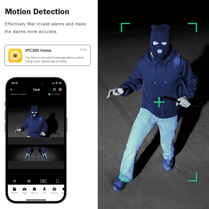 Camera de supraveghere video, 3 lentile, Wi-Fi, 12 mpx