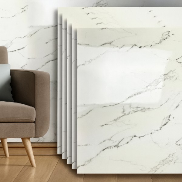 Set 5 Placi autoadezive PVC, 60x60 cm, Marmura