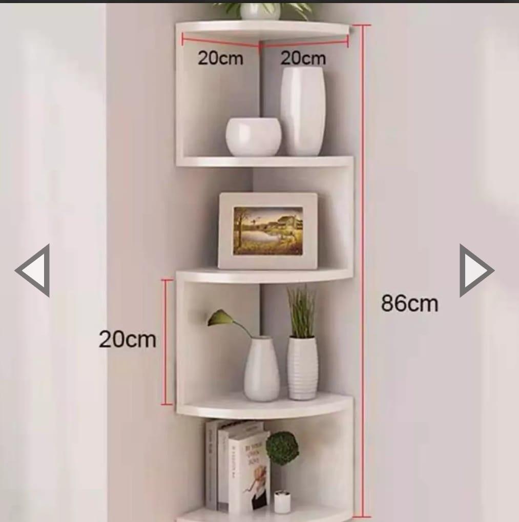 Etajera colt 4 rafturi, 86 cm, Alb