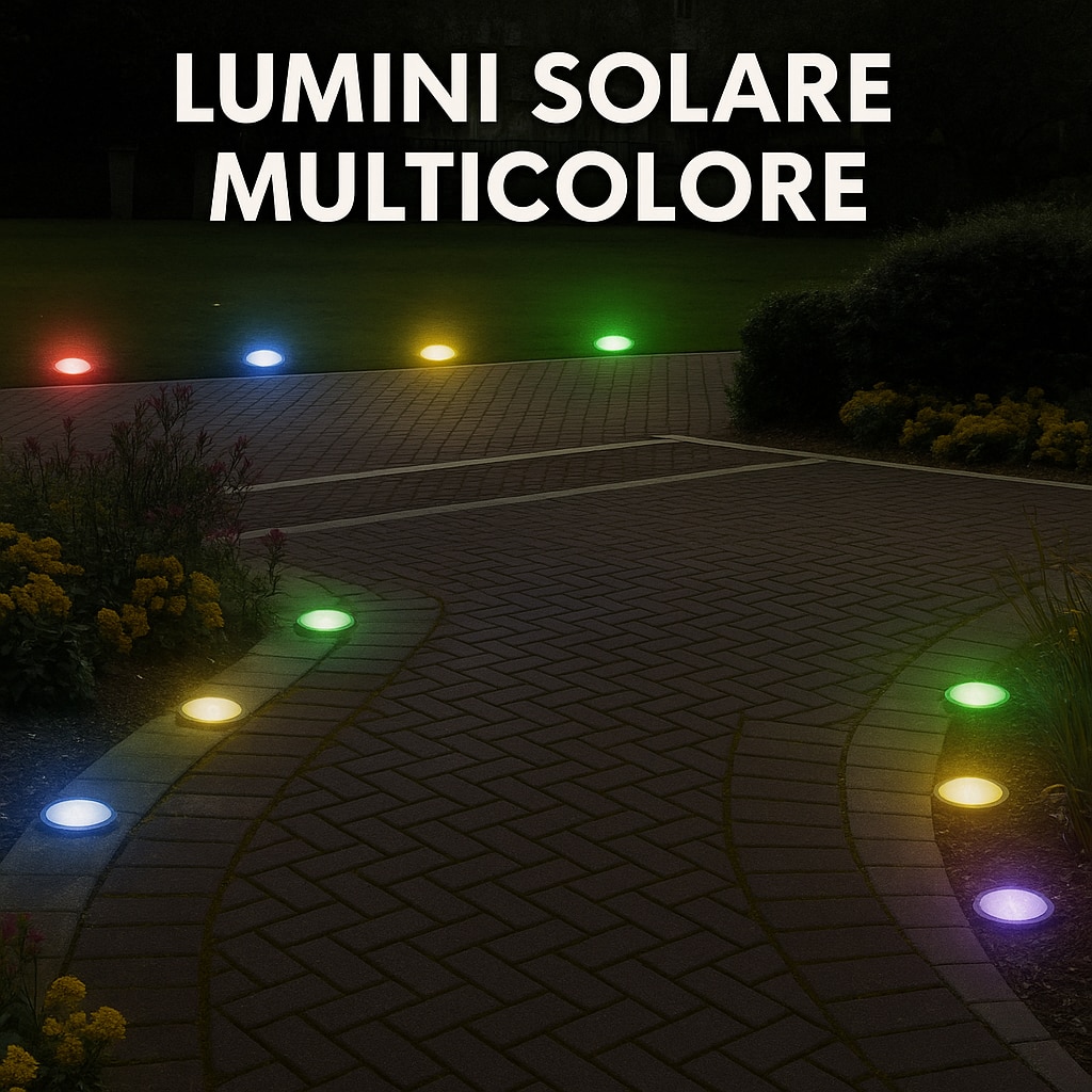 Set 4 lampi solare, 8 LED RGB, Senzor de Lumina, IP 65