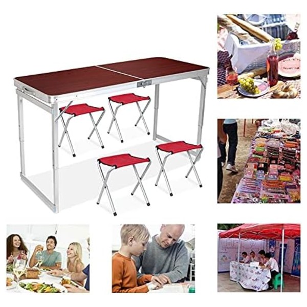 Set Camping Cu Masa Reglabila, 4 Scaune, MDF, 120 x 60 cm