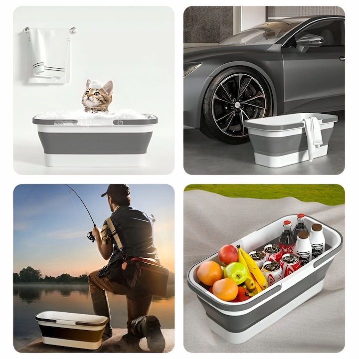 Mop Telescopic cu Galeata Pliabila, Maner Reglabil 140 cm