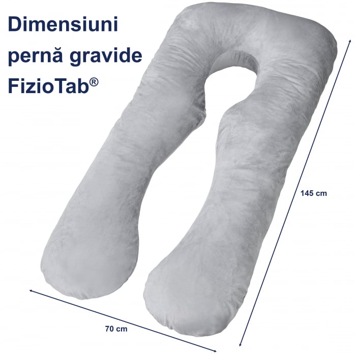 Perna gravide, husa detasabila, Forma Literei U, Velvet / Gri