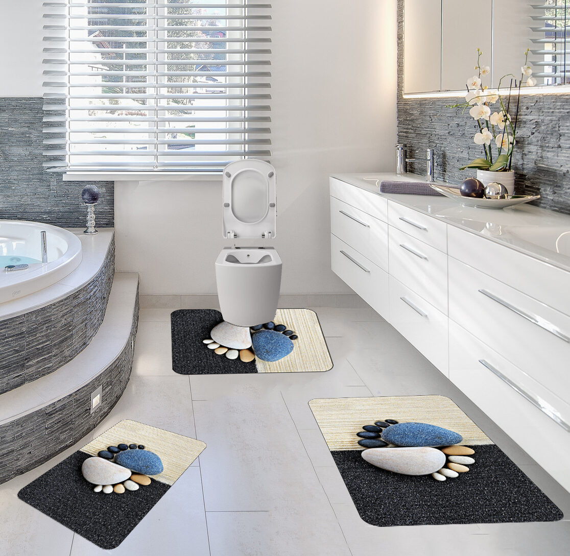 Set 3 covorase antiderapante de baie, Stones