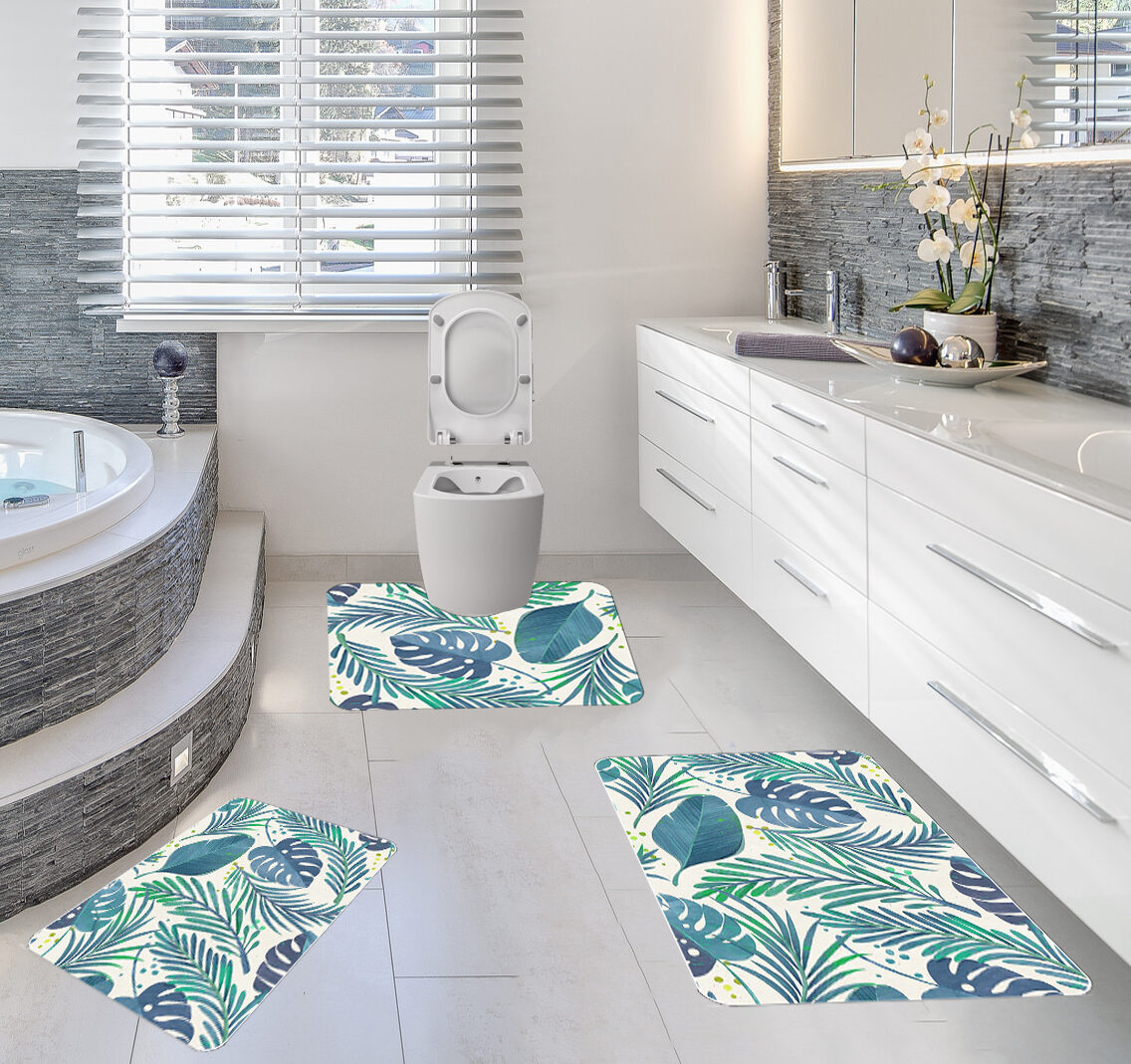 Set 3 covorase antiderapante de baie, Frunze