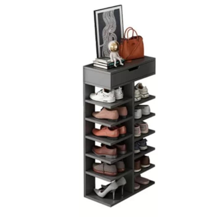 Etajera din lemn, pantofar, 7 etaje, 13 polite, inaltime 97 cm