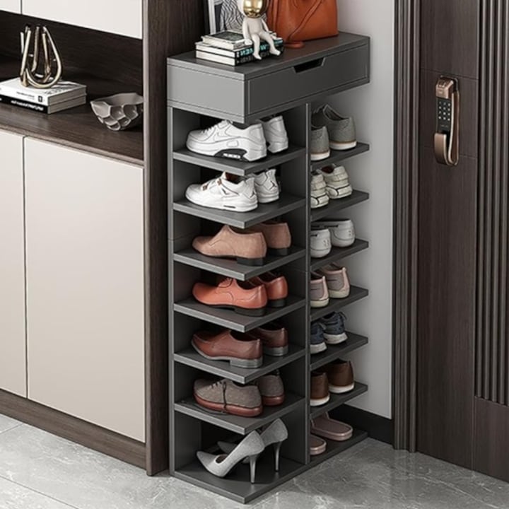 Etajera din lemn, pantofar, 7 etaje, 13 polite, inaltime 97 cm