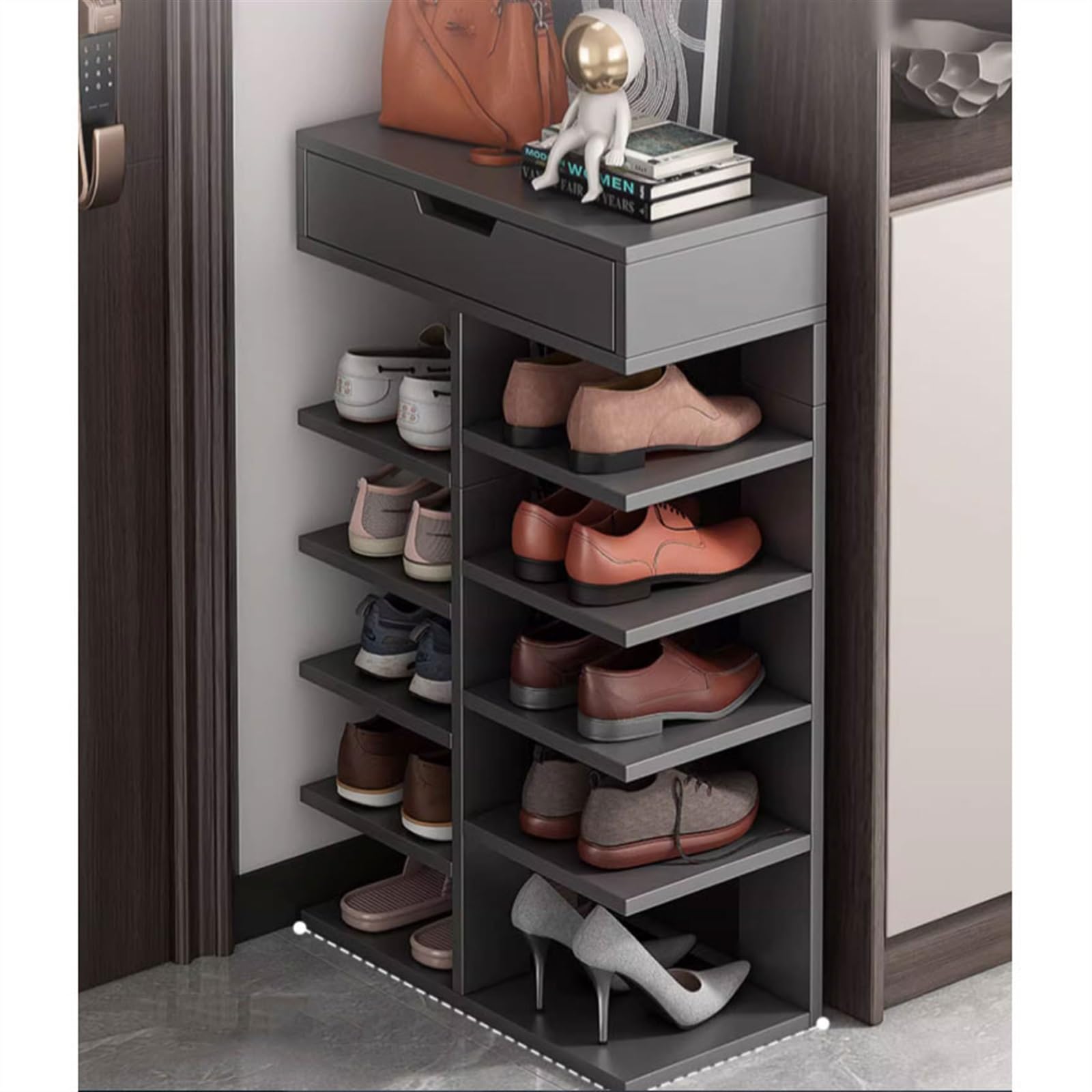 Etajera din lemn, pantofar, 7 etaje, 13 polite, inaltime 97 cm