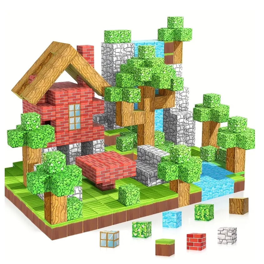 Set 75 cuburi magnetice Mine Craft