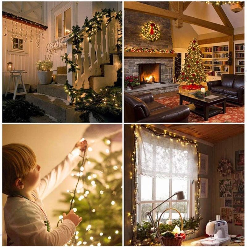 Set 2 x Instalatie solara 100 LED, Alb cald