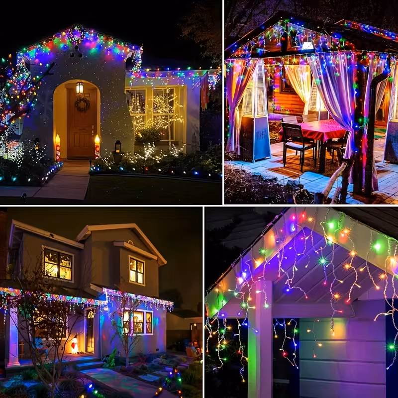 Instalatie franjuri, 500 LED, 20 metri, 8 jocuri de lumini, Multicolor