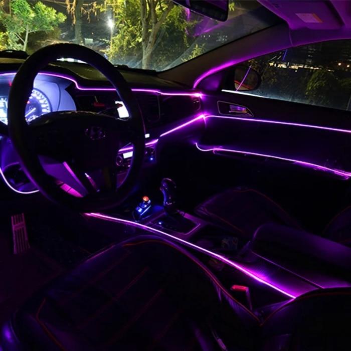Banda LED lumini ambientale auto, 5 unitati, 6M, iOS, Android