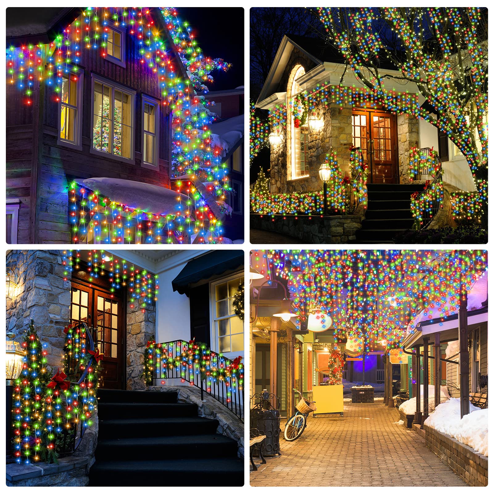 Instalatie franjuri, cu LED-uri tip turturi, 12 metri, Multicolor