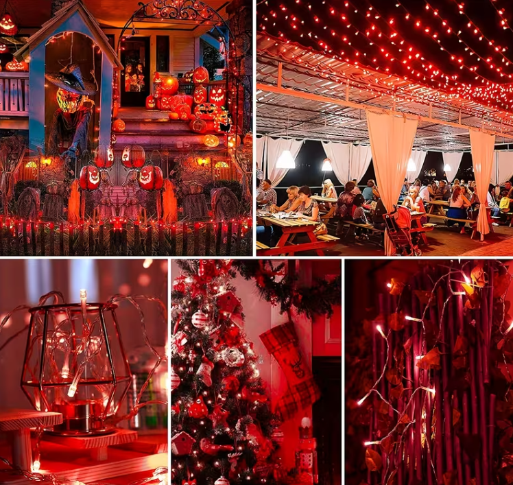 Set 4 x Instalatie LED 70 LED, 7 metri, Rosu