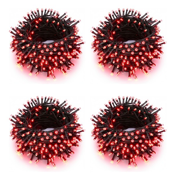 Set 4 x Instalatie LED 70 LED, 7 metri, Rosu