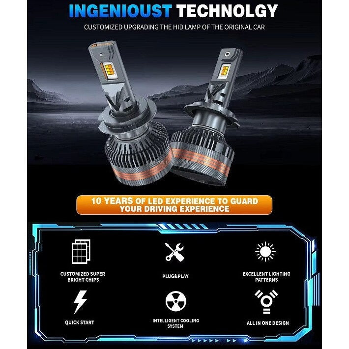 Set 2 Becuri LED H1, Canbus, Telecomanda, 200 W, 20000 LM