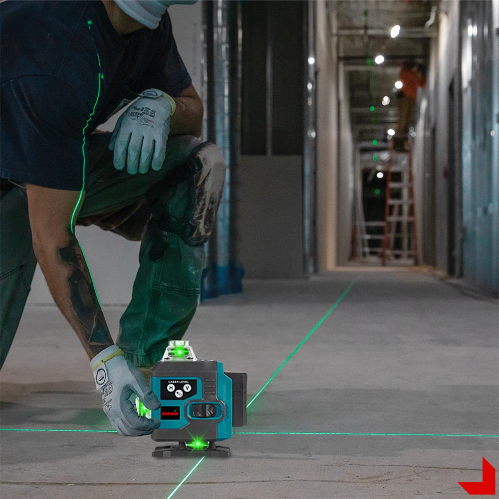 Nivela laser 4D, 16 linii, telecomanda, 2 baterii, Albastru/Negru