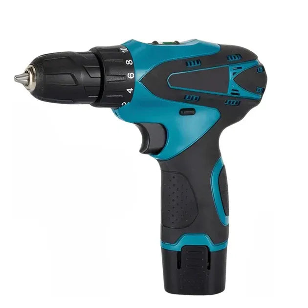 Masina de gaurit cu impact 12V + Mini polizor unghiular, 2 baterii, 5 discuri