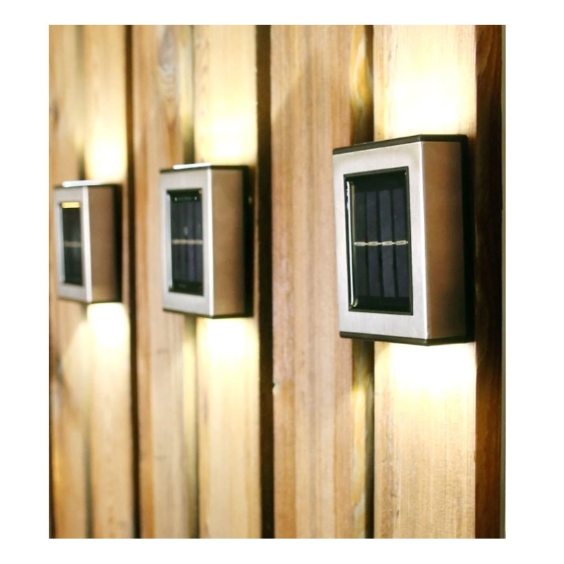 Set 2 lampi solare LED, lumina bidirectionala, Alb cald, Argintiu, IP 55