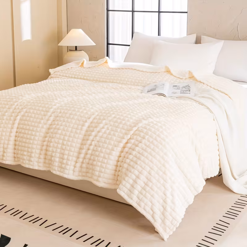 Patura super pufoasa Baycal Jo-jo, 200 x 230 cm, Alb